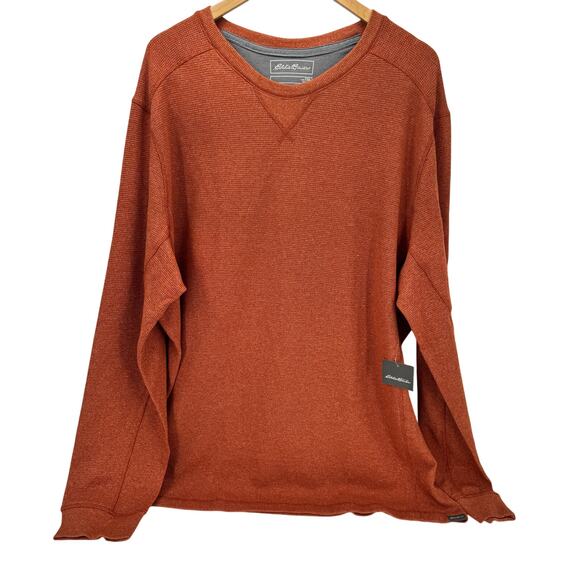 Eddie Bauer Thermal Mens 3XLT Long Sleeve Field Waffle Knit Adobe Brown Crew NEW - Picture 1 of 8